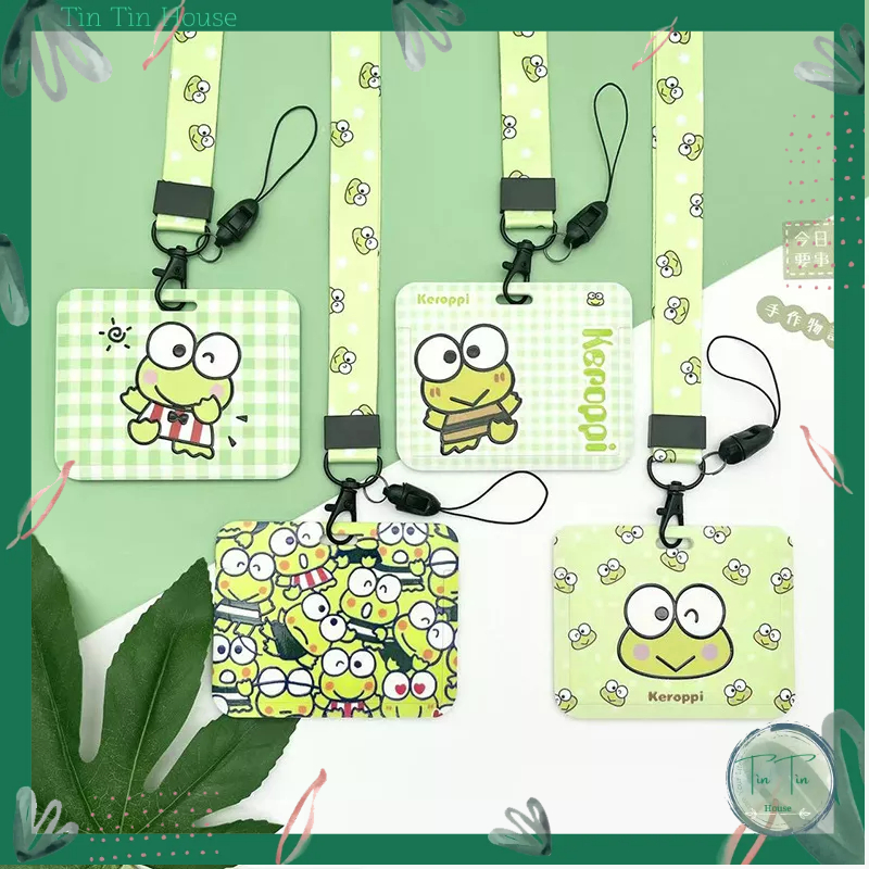 Dây đeo thẻ ngang dành cho học sinh, sinh viên, nhân viên họa tiết Chú Ếch Keroppy dễ thương