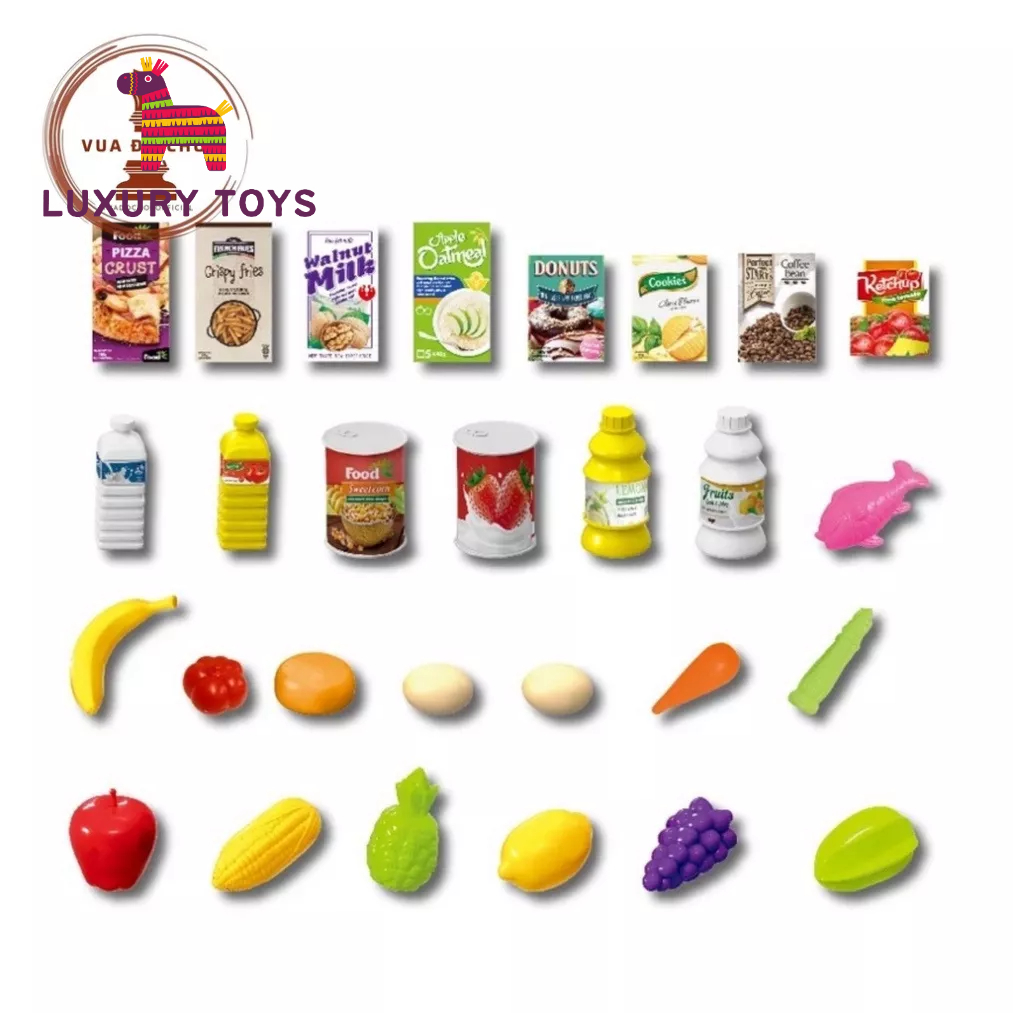 Đồ chơi xe đẩy siêu thị 2 tầng 31PCS  51x 43 x 35 cm chi tiết to, kích thước lớn Cao cấp