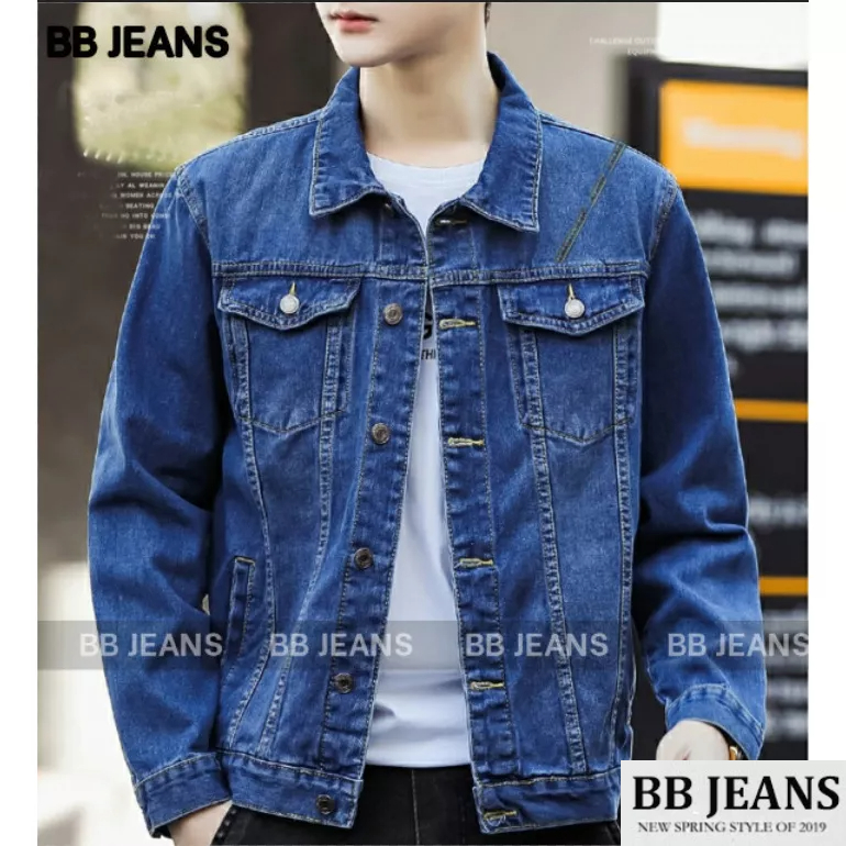 Áo khoác jean nam nữ Unisex có 2 túi ngoài - 2 túi trong màu xanh đen cao cấp chuẩn shop BB Jeans