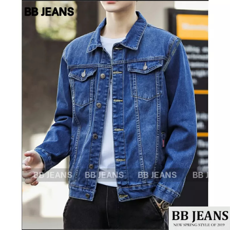 Áo khoác jean nam nữ Unisex có 2 túi ngoài - 2 túi trong màu xanh đen cao cấp chuẩn shop BB Jeans
