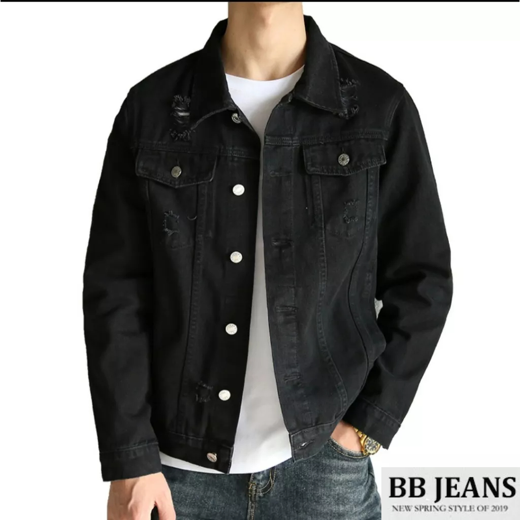 Áo khoác jean nam nữ Unisex có 2 túi ngoài - 2 túi trong màu xanh đen cao cấp chuẩn shop BB Jeans
