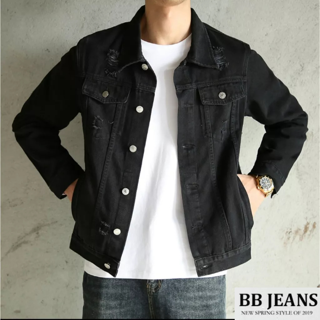 Áo khoác jean nam nữ Unisex có 2 túi ngoài - 2 túi trong màu xanh đen cao cấp chuẩn shop BB Jeans