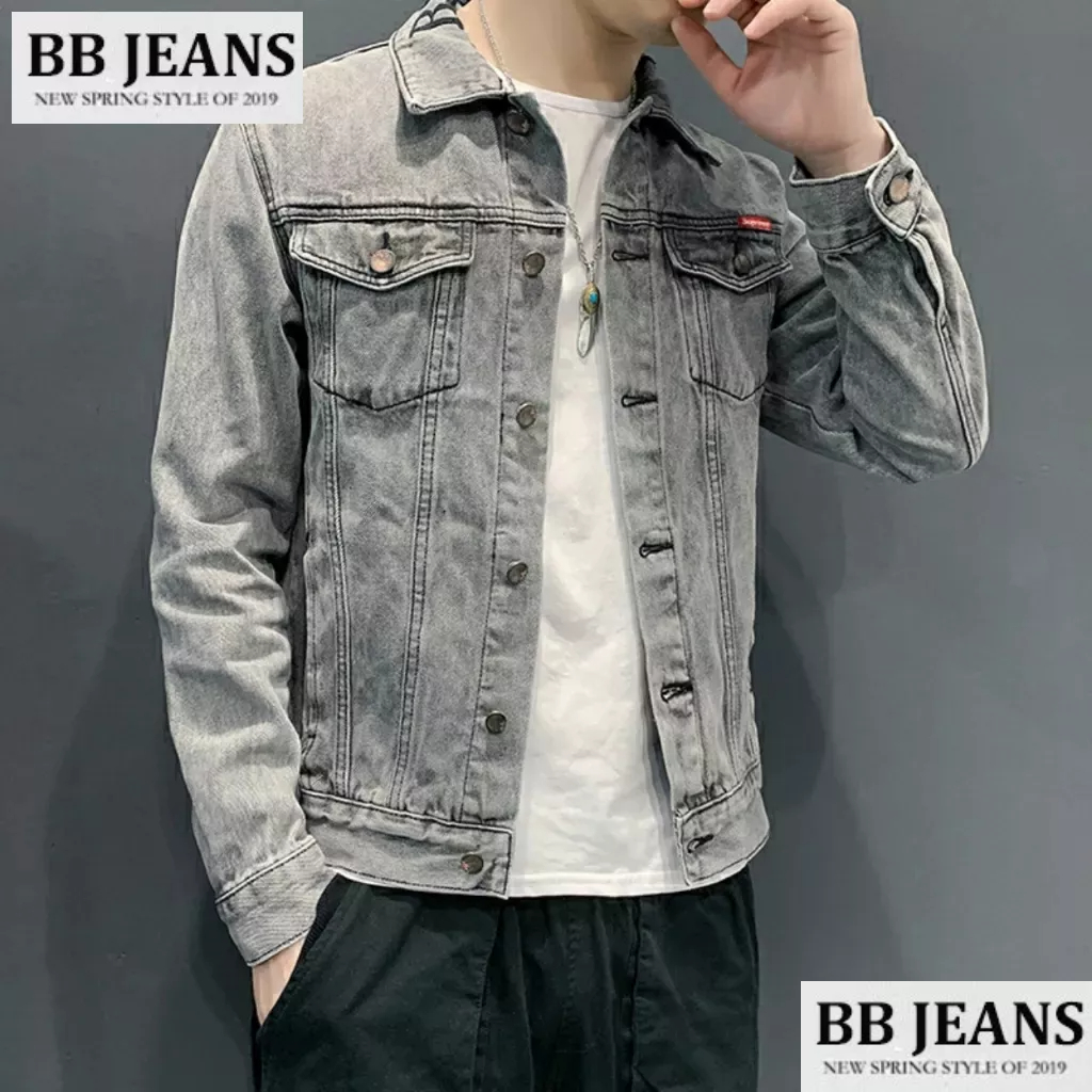 Áo khoác jean nam nữ unisex xám đen DD - xám trơn CC và đen trơn Basic form đẹp BB Jeans