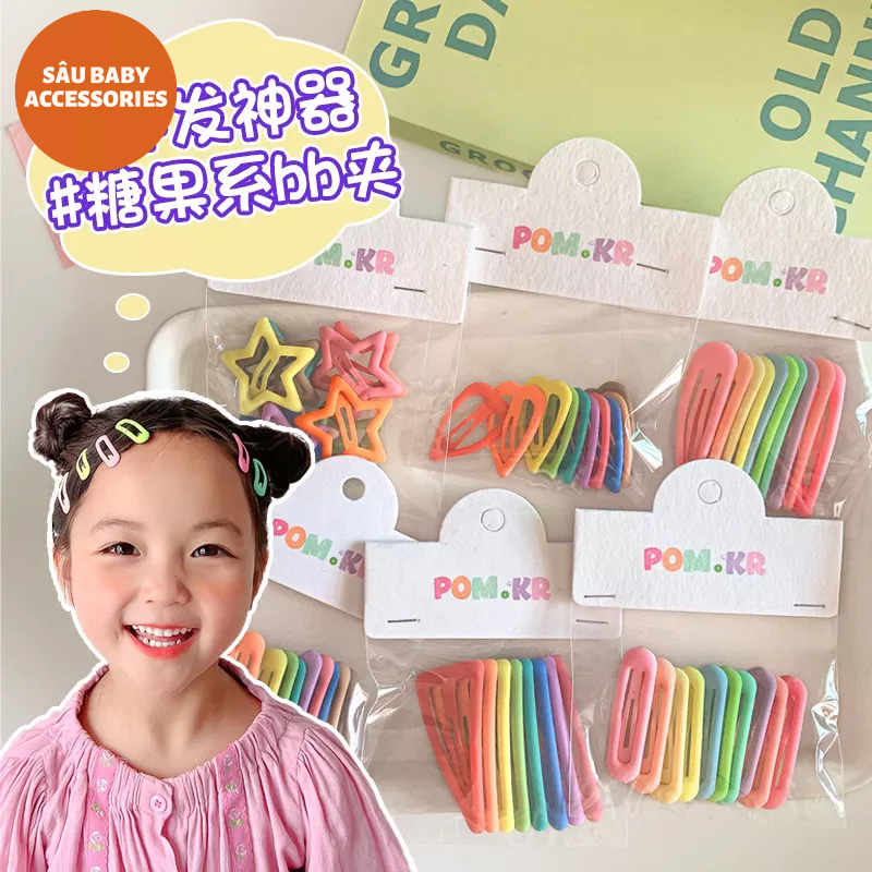 Túi 10 chiếc kẹp tóc nhỏ dễ thương đủ màu sắc sơn nhám cho bé