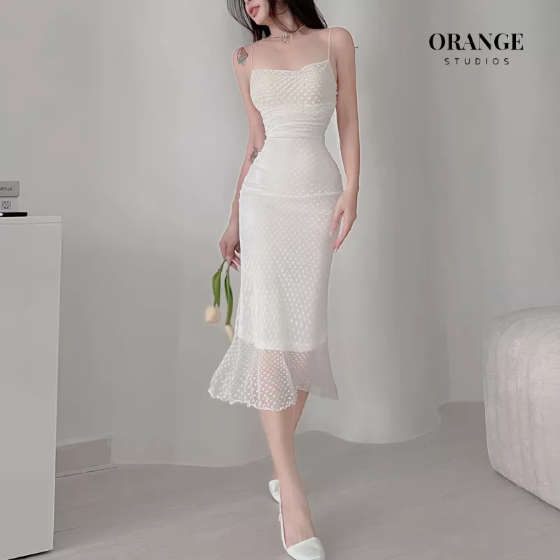 HÌNH THẬT - Sẵn Hỏa Tốc - Caryln Dress - Đầm Thiết Kế 2 Dây Dáng Đuôi Cá Chất Liệu Vải Lưới Tôn Dáng