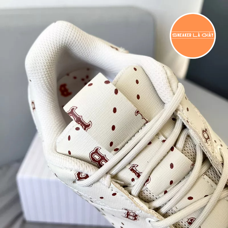 Giày MLB BigBall Chunky Saffiano Diamond Monogram Boston Red Sox Beige - FULLBOX | Monogram Boston Beige