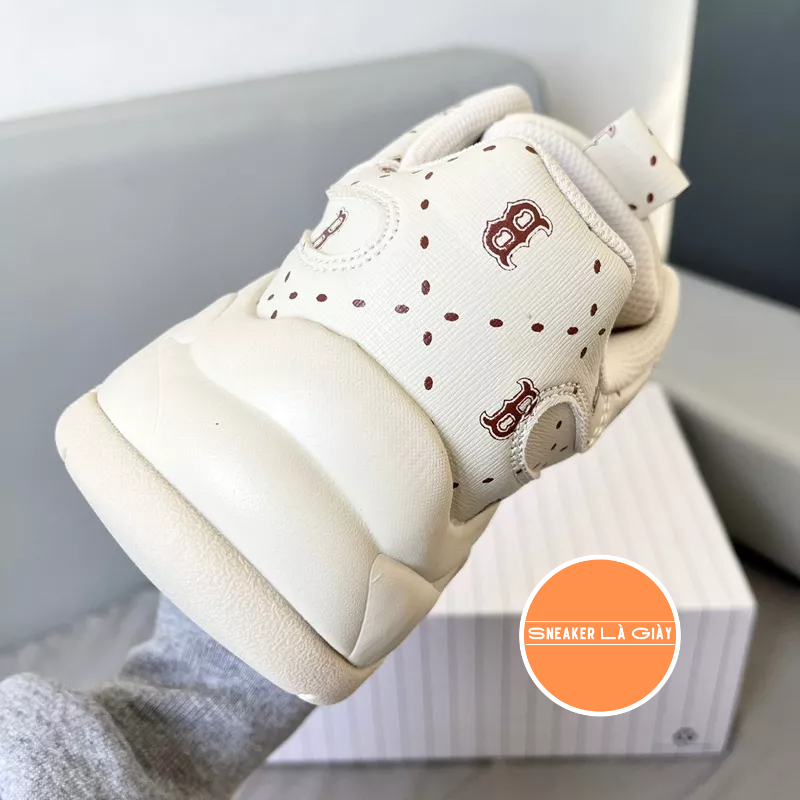 Giày MLB BigBall Chunky Saffiano Diamond Monogram Boston Red Sox Beige - FULLBOX | Monogram Boston Beige