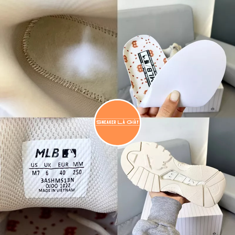 Giày MLB BigBall Chunky Saffiano Diamond Monogram Boston Red Sox Beige - FULLBOX | Monogram Boston Beige