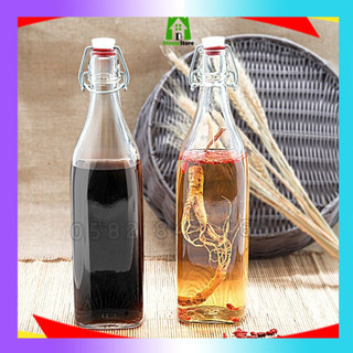[NHẬP KHẨU Ý] Chai thủy tinh nắp cài Swing [thân vuông] - Bormioli Rocco - 1L @314720