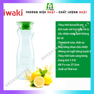 [NHẬT BẢN] Bình nước thủy tinh chịu nhiệt cao cấp Iwaki - 1.2l @KT1200G