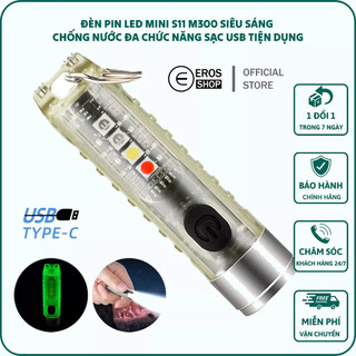 Đèn pin led mini s11 m300 siêu sáng chống nước đa chức năng sạc usb tiện dụng