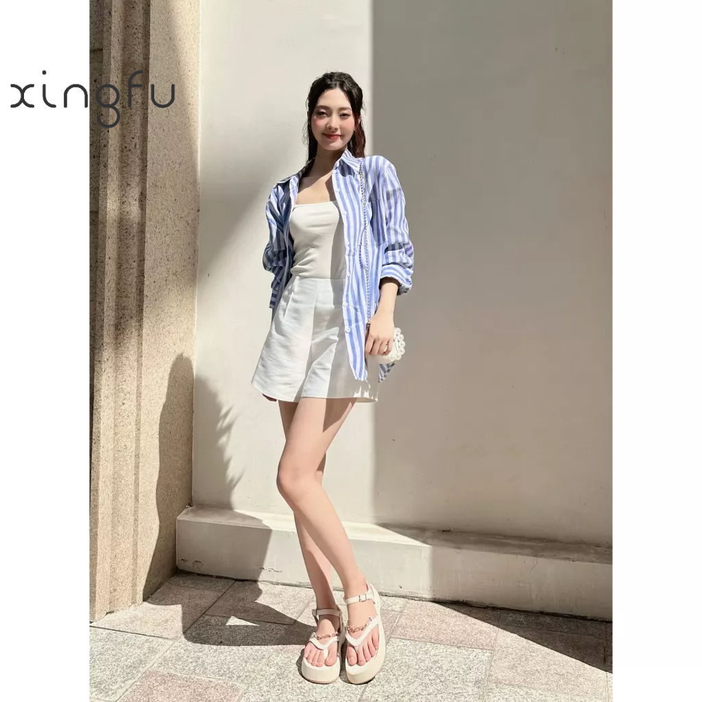 Áo sơ mi kẻ vải linen siêu mát mùa hè TA07