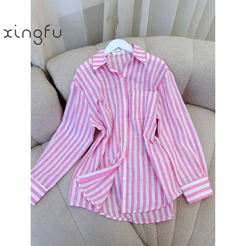 Áo sơ mi kẻ vải linen siêu mát mùa hè TA07