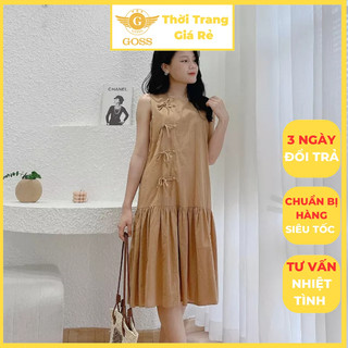 Váy Sát Nách Phối Nơ Cách Điêụ Trẻ Trung GOSS GV19 Váy Màu Basic Váy Đi Biển Đi Chơi Dạo PhốSành Điệu Cá Tính