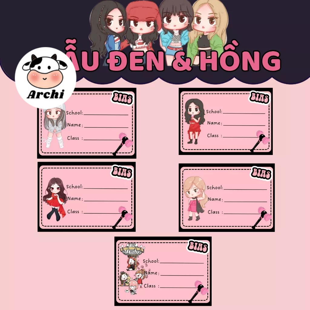 Set 5 nhãn vở nhiều mẫu, cute cho học sinh