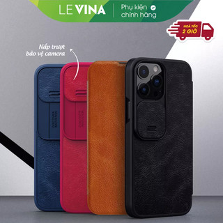 Bao da iPhone 15 Pro/ 15 Pro Max/ 14 Pro Max/14 Pro/ 14 Pro Max/ iPhone 13 Pro Max, bảo vệ camera hiệu Nillkin Qin