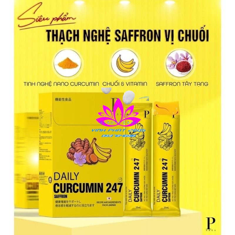 Thạch nghệ Saffron  vị chuối 247 từ Nhật Bản, bổ sung tinh chất nghệ Nano Curcumin.