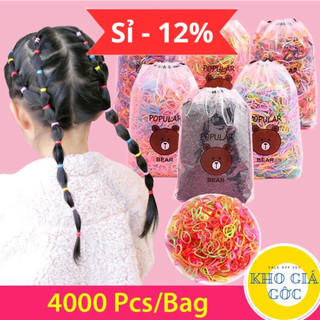 Túi Chun Buộc Tóc Bịch 4000 Chun Cho Bé Kèm Túi Gấu