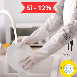 Găng Tay Cao Su Rửa Bát Cổ Cao Siêu Dai Có Chun Chống Tụt