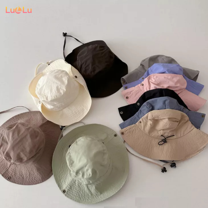Mũ Tai Bèo Chống Nắng Mùa Hè Mau Khô Phong Cách Hàn Quốc Cho Bé Trai Bé Gái, Với Dây đeo Đầu Có Thể Điều Chỉnh