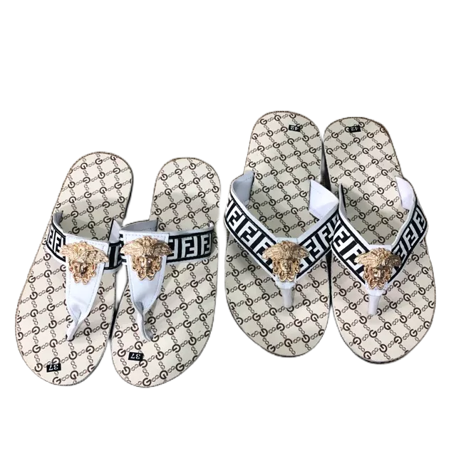 Combo nam nữ sandal đồng nai đế g kem quai f trắng