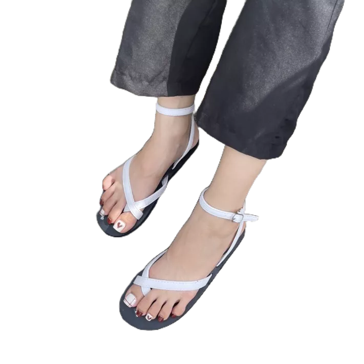 sandal nữ đế đen dây mảnh trắng ( sandal đồng nai )