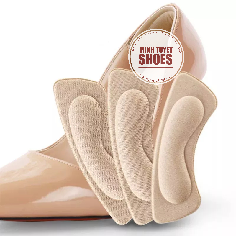 Lót gót giày cao gót 4d loại 1 dày dặn êm chân miếng dán gót chống tuột gót giày có sẵn keo dán