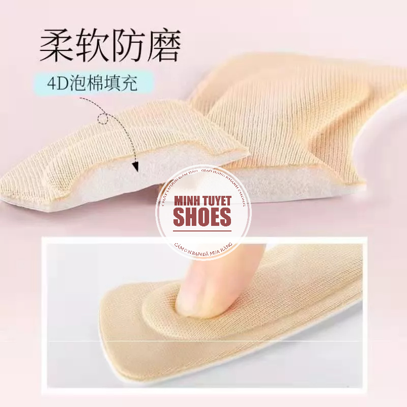 Lót gót giày cao gót 4d loại 1 dày dặn êm chân miếng dán gót chống tuột gót giày có sẵn keo dán