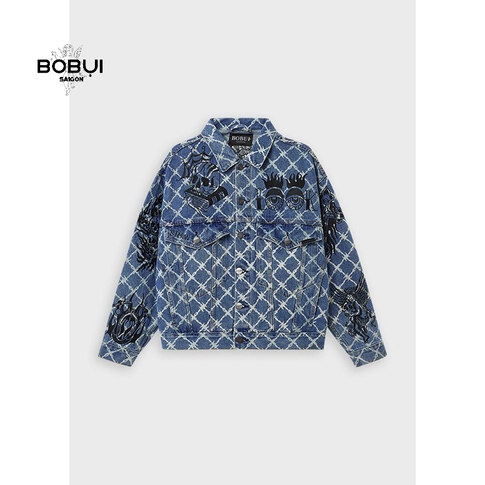 ÁO KHOÁC JEANS KẼM THÊU/ MÀU XANH