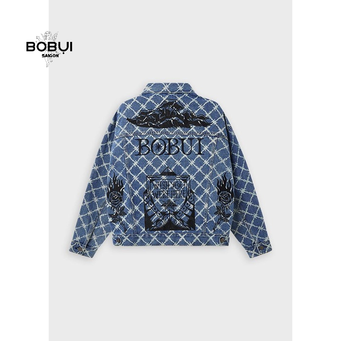 ÁO KHOÁC JEANS KẼM THÊU/ MÀU XANH