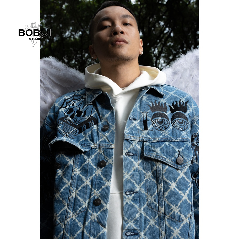 ÁO KHOÁC JEANS KẼM THÊU/ MÀU XANH