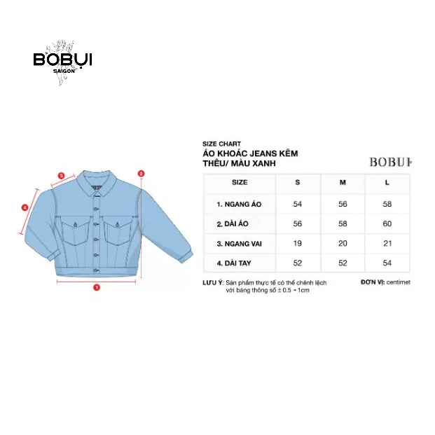 ÁO KHOÁC JEANS KẼM THÊU/ MÀU XANH