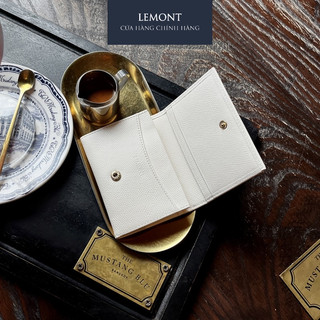 Ví da bò thật Tiny Wallet màu Trắng Kem nhỏ gọn - Thiết kế chính hãng từ Lemont.