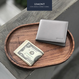 Ví da bò thật Minimal màu Xám nhạt nhỏ gọn đựng tiền thẳng - Thiết kế chính hãng từ Lemont.