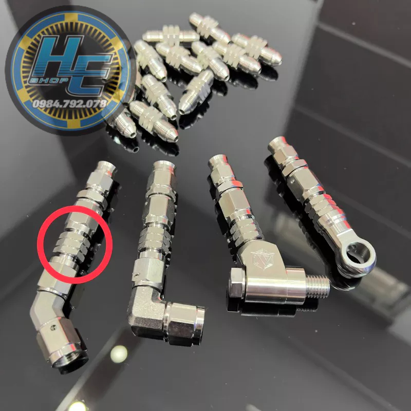 Khúc Nối Dây Dầu Bấm 2 Đầu Ren Inox 304 CNC