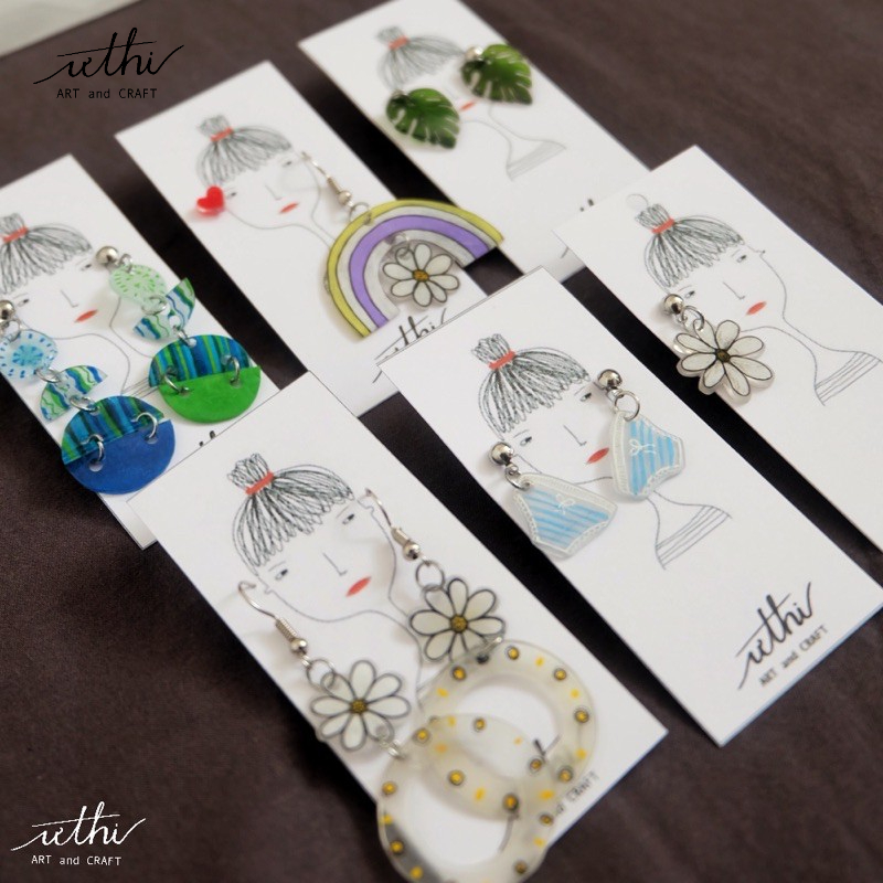 Hộp kit làm bông tai Handmade từ nhựa co nhiệt