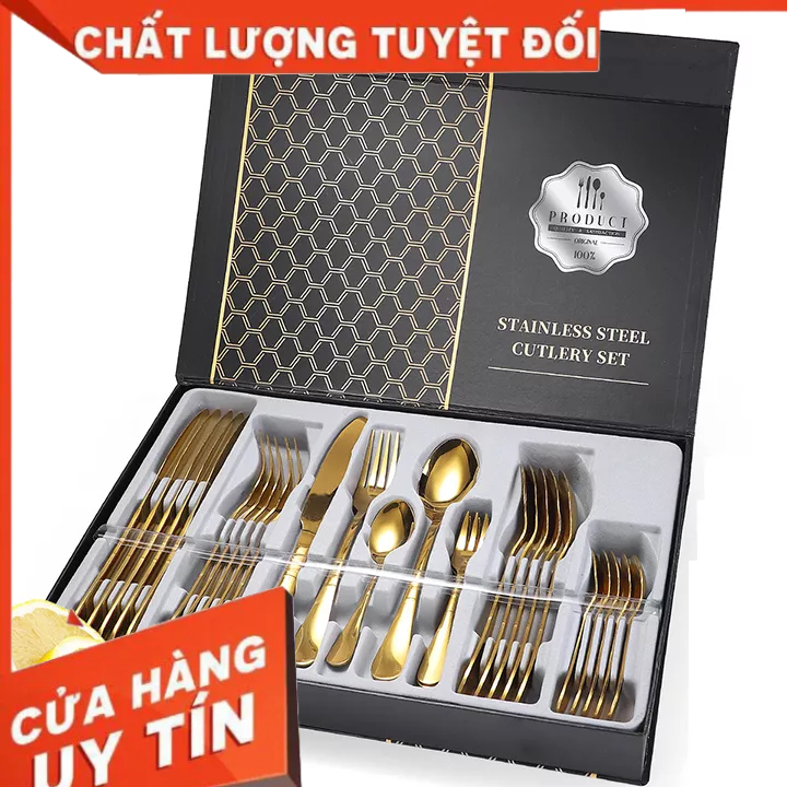 Bộ dao dĩa thìa cao cấp Lalahome 30 chi tiết, Set dao dĩa thìa inox 304 sang trọng REB005