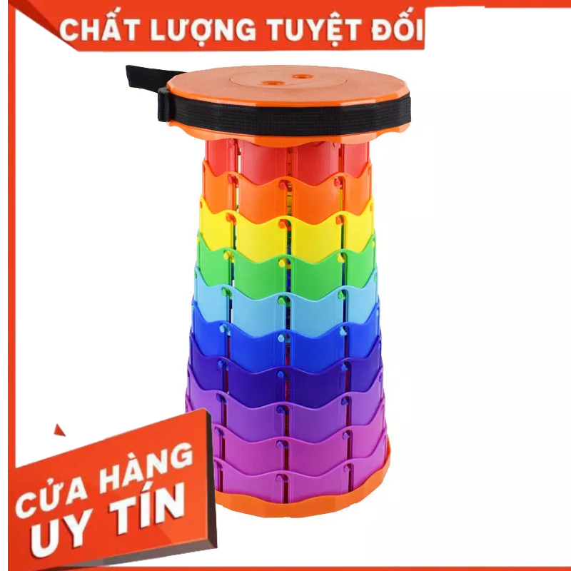 Ghế nhựa gấp gọn bỏ túi tiện lợi mang đi du lịch hoặc dã ngoại 7 sắc cầu vồng