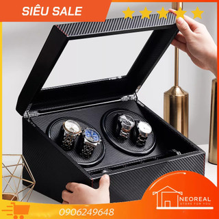 Hộp đựng đồng hồ cơ xoay 4 xoay 6 cố định, hộp đồng hồ bằng sợi cacbon, hộp xoay đồng hồ cơ tự động