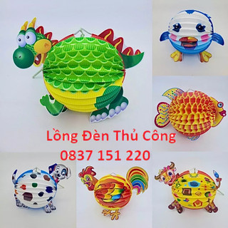 100 cái lồng đèn giấy trung thu hình thú size đại, lồng đèn trung thu giấy xếp truyền thống giá xưởng