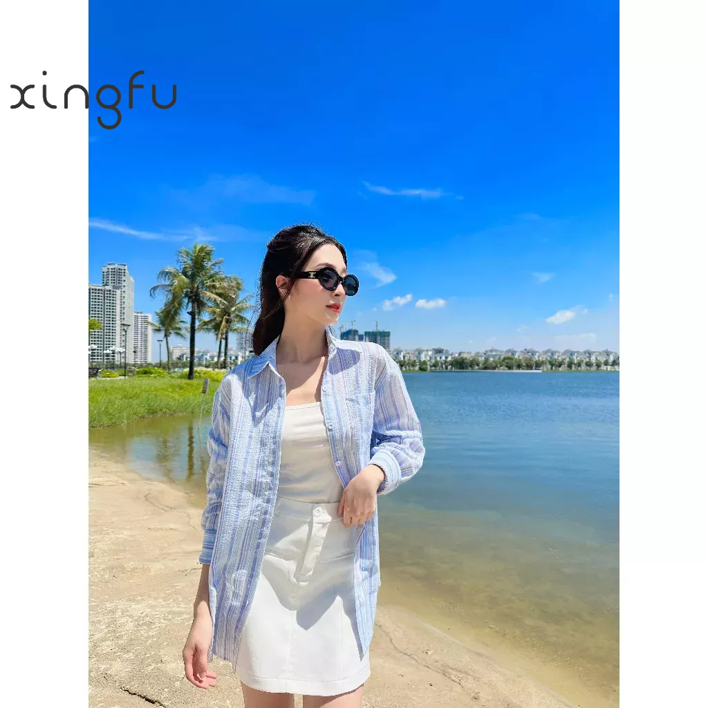 Áo sơ mi  kẻ oversize phong cách hàn TA08