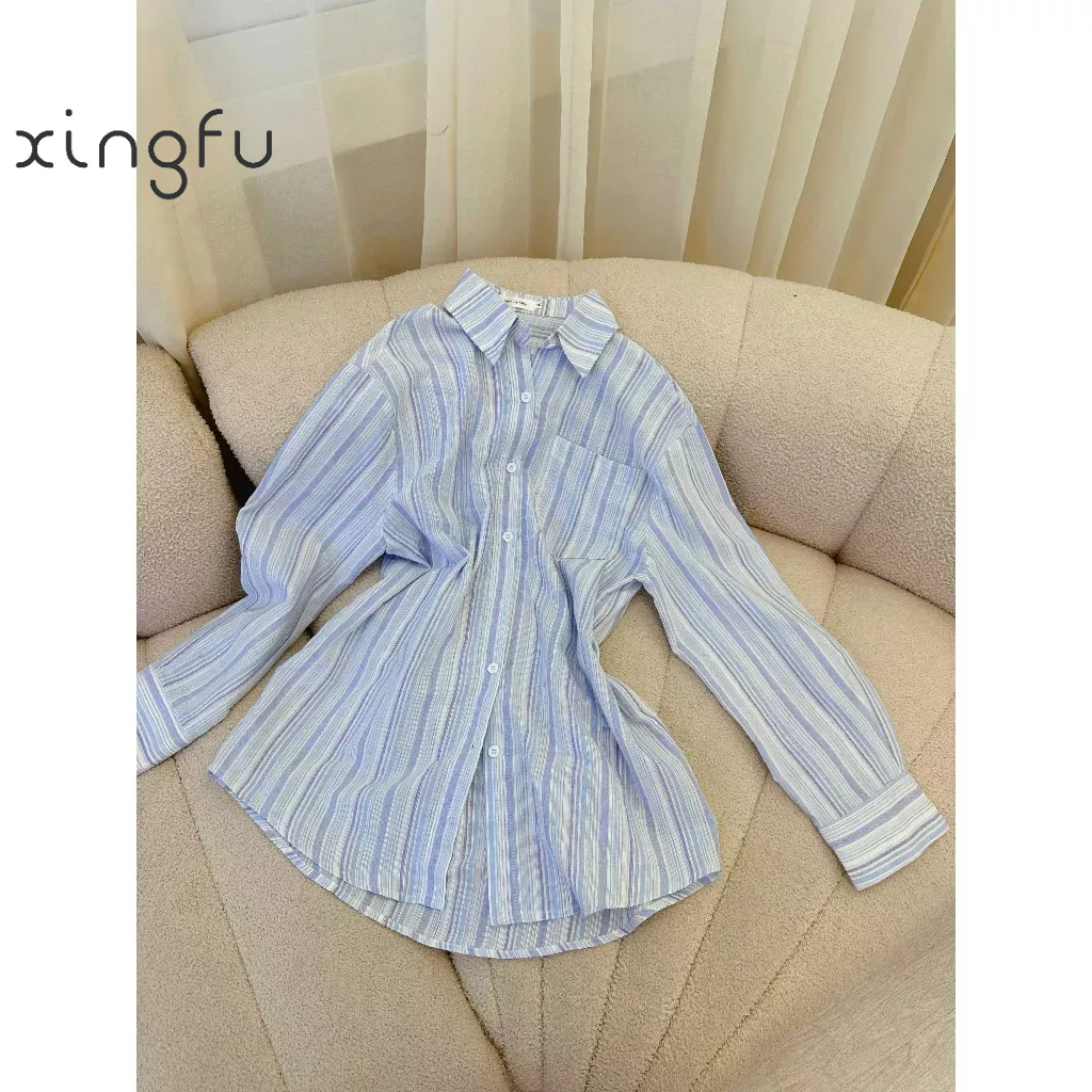 Áo sơ mi  kẻ oversize phong cách hàn TA08