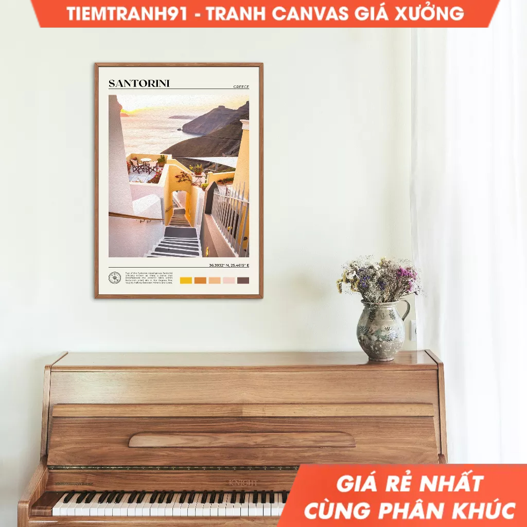 Tranh treo tường, Oil Paint, Santorini Wall Art, Santorini Poster, Santorini Photo, Santorini Decor,