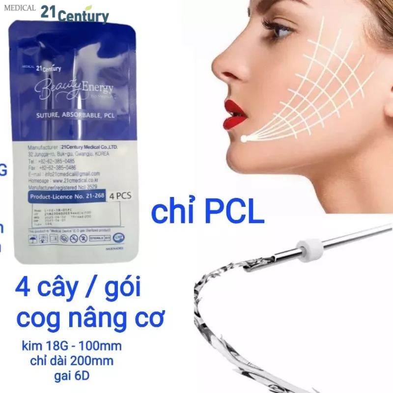 chỉ nâng cơ PCL cog 100mm 18G L , cao cấp ,giữ trên 24 tháng