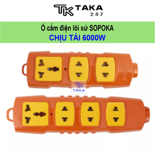 Ổ cắm điện lõi sứ CHỊU TẢI tương đương 3 nồi lẩu sopoka 6000W- nhựa abs chịu va đập cao lõi sứ chống cháy
