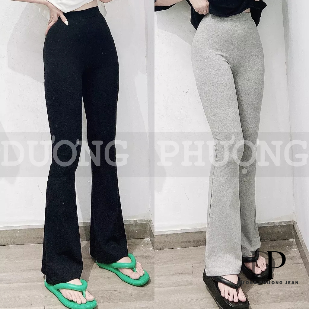 Quần thun nữ co giãn ống loe màu trơn, quần dài nữ lưng cao chất thun cotton hack dáng duongphuongjean - QU105