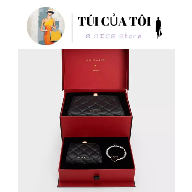CNK Valentine - Quà tặng sinh nhật, bạn gái, bạn bè - Hộp đựng có ngăn kéo, 2 túi xách nữ - CK17-70701232