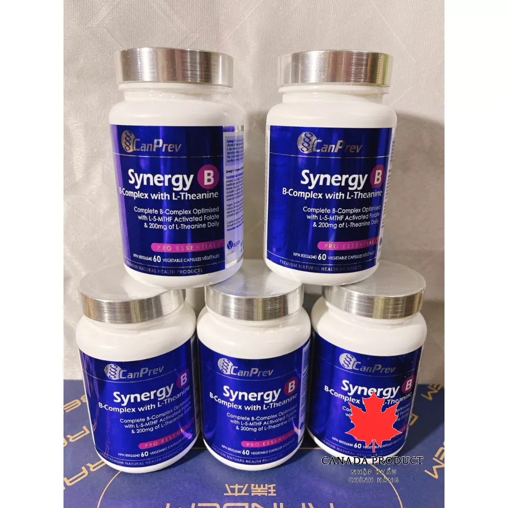 Viên uống bổ sung vitamin B CanPrev Synergy B B-Complex with L-Theanine 200mg, 60 viên