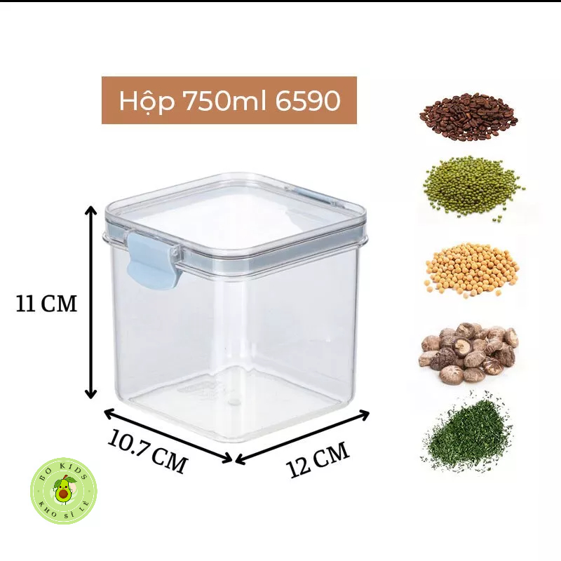 Hộp đựng thực phẩm đồ khô, ngũ cốc trái cây sấy, sữa bột Hokori Việt Nhật, Hộp bảo quản đồ ăn trong suốt nắp kín