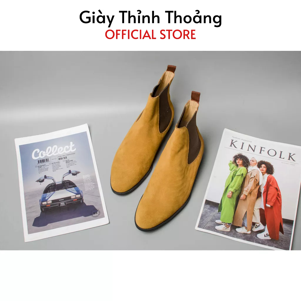 Giày Boot Nam Kiểu Dáng Chelsea Khâu Thủ Công Thời Trang Chất Liệu Da Bê Cao Cấp (VH 1914)